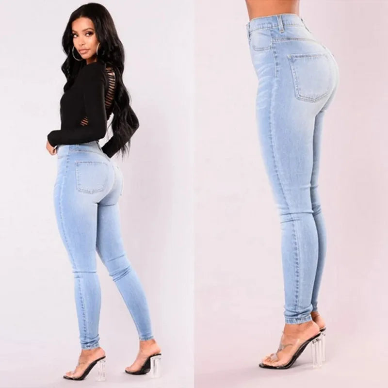 Women’s Ankle-Length Skinny Jeans – Mid Rise Stretch Casual Denim Pants