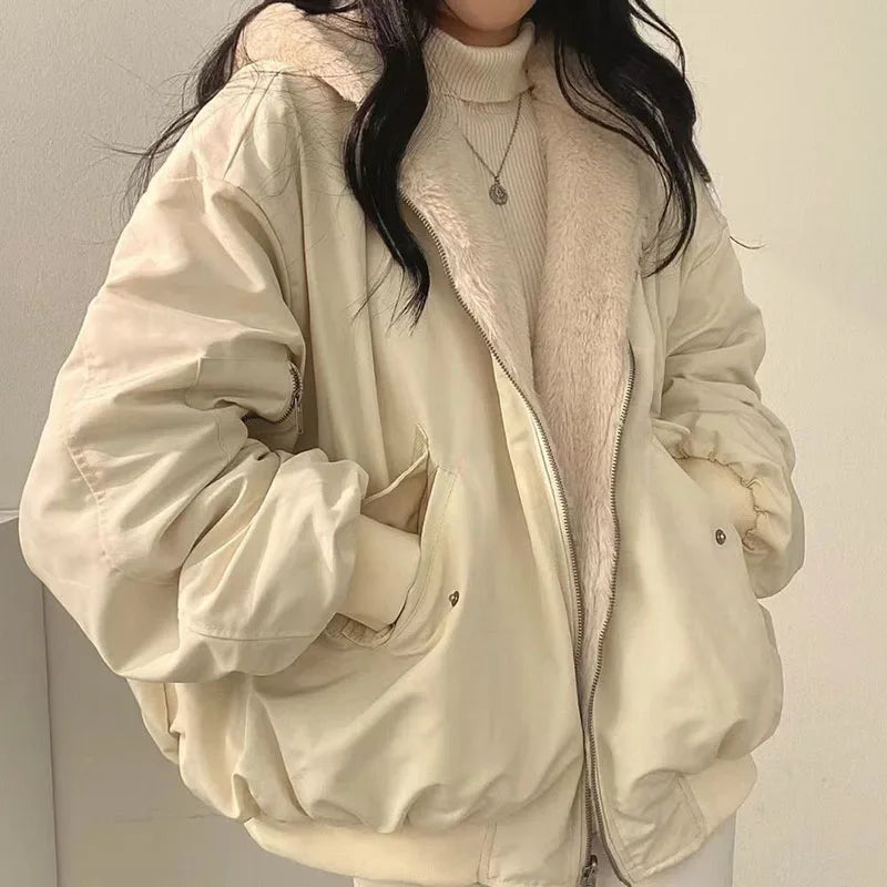 XPQBB Cozy Plush Hooded Winter Parka for Women
