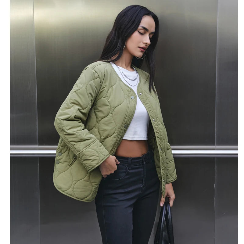 MUJER Vintage Quilted Padded Jacket for Women