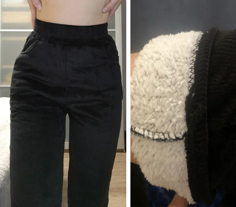 CozyCord High-Waist Corduroy Ankle Pants for Women