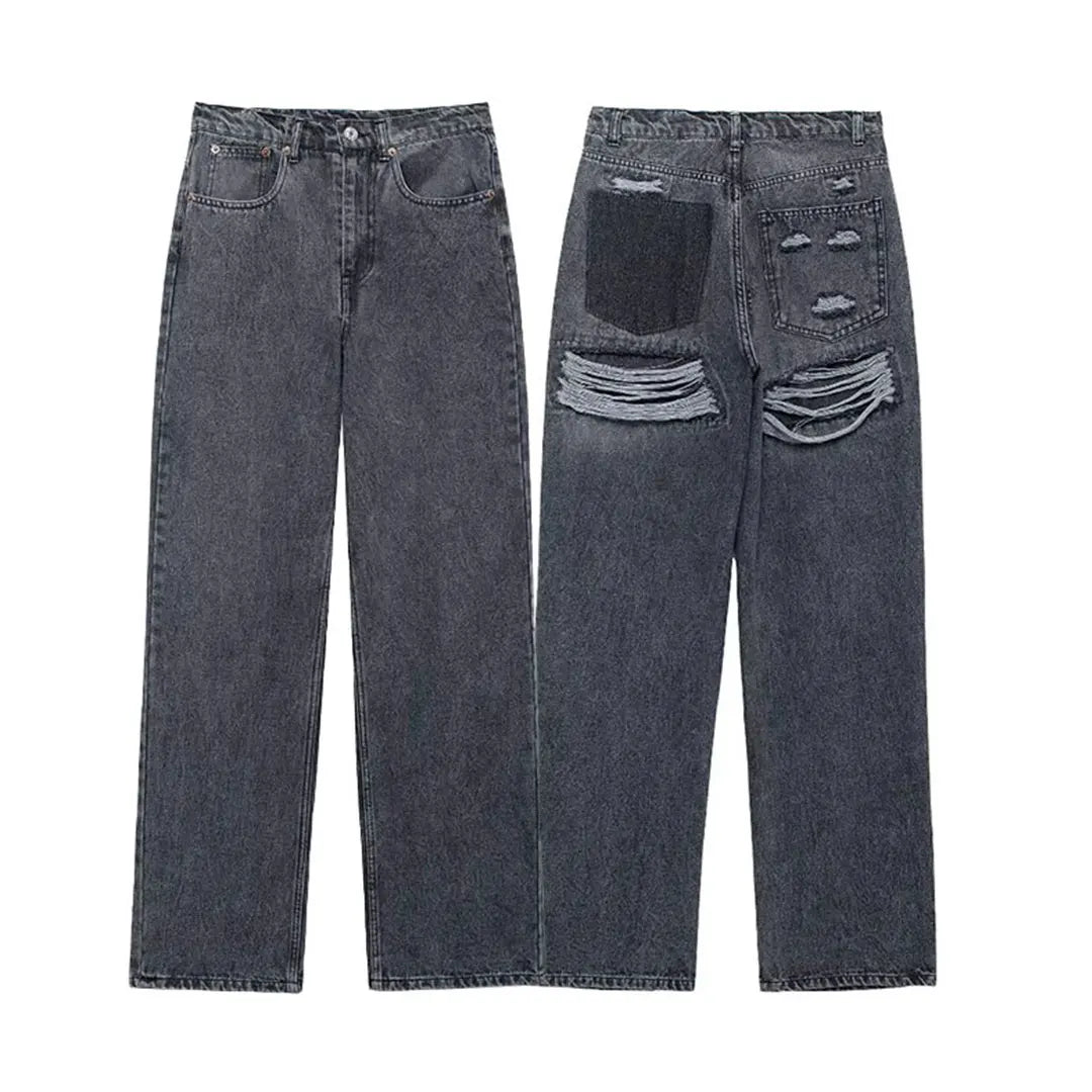 Women’s High-Waist Ripped Skinny Ankle-Length Jeans – Vintage Patchwork Denim Pants