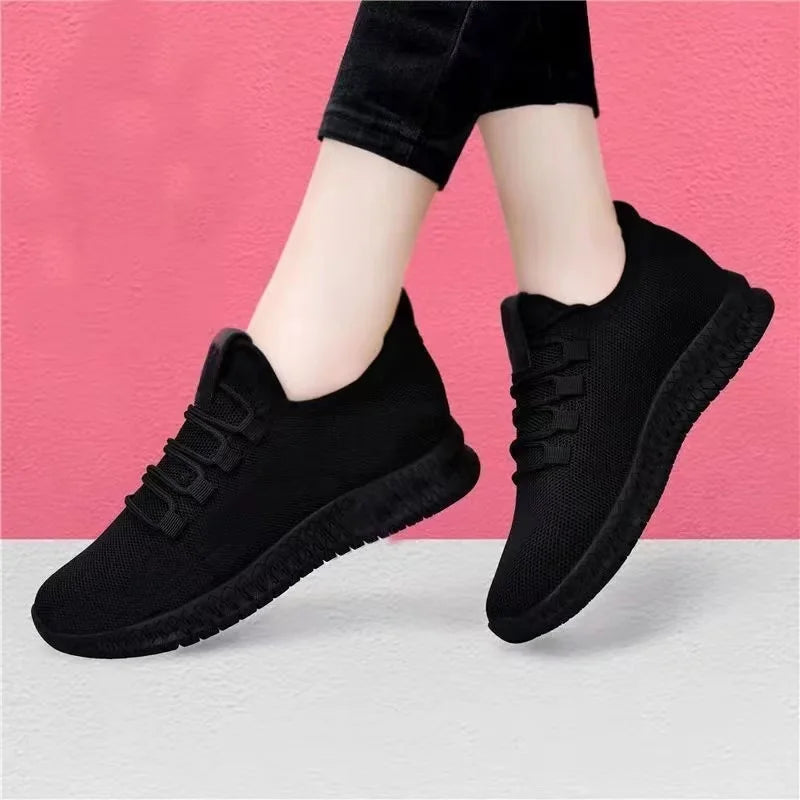 Women's Breathable Non-slip Platform Fashion New Casual Shoes Korean Running Shoes Black Sneakers Shoes for Women 2026 Autumn