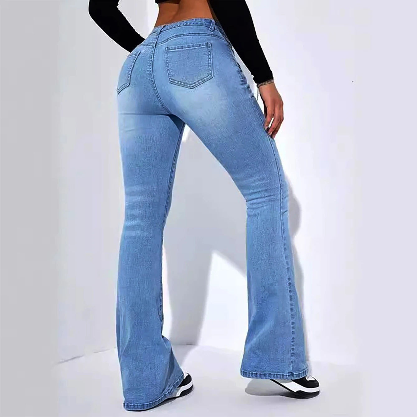 Women’s Mid-Waist Bootcut Jeans – Stretch Comfortable Flared Denim Pants