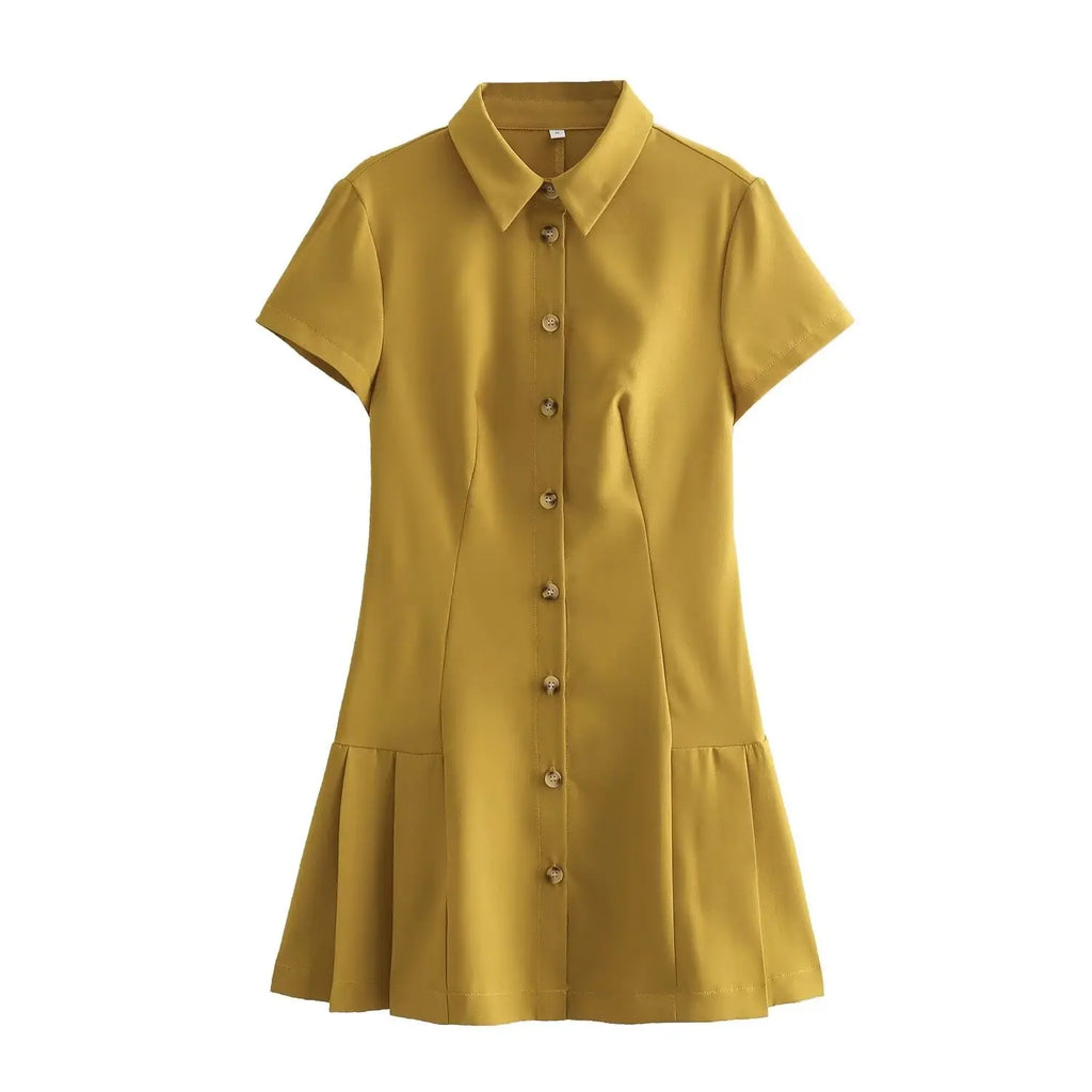 MSNOLOA 2026 sunmer New Product Women's Fashion Casual Polo Collar Short sleeved Shirt Style Mini Dress