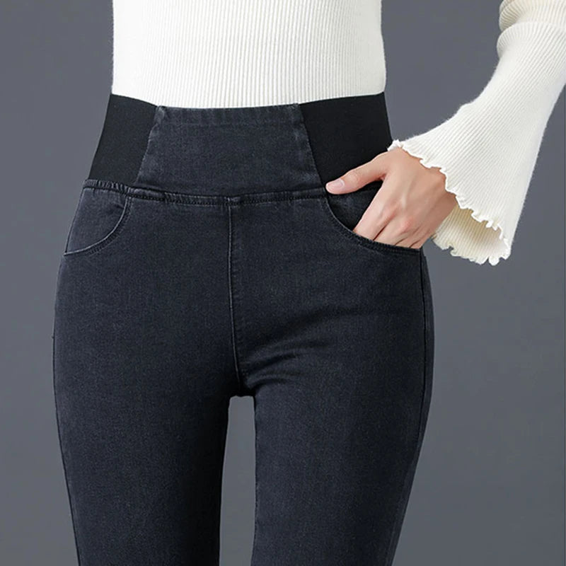 Women’s High-Waist Skinny Pencil Jeans – Stretch Slim Denim Pants