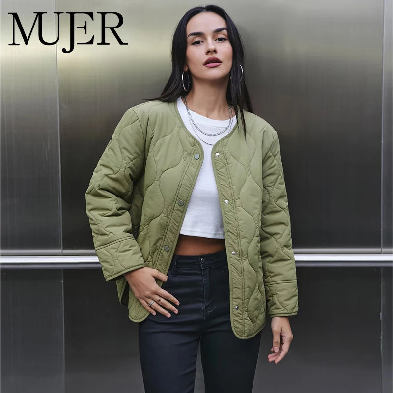 MUJER Vintage Quilted Padded Jacket for Women