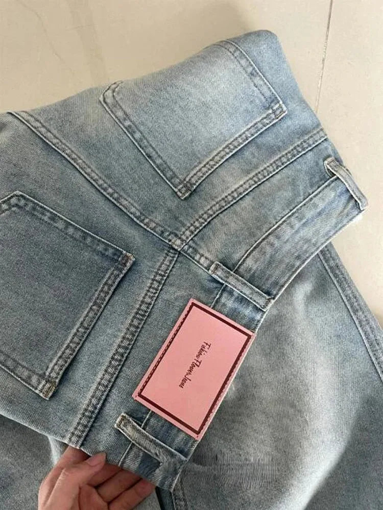 Women’s Mid-Rise Slim Loose Plaid Jeans – Casual Cotton Stretch Denim