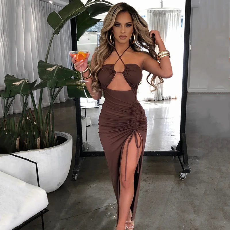 Backless Sexy Midi Nightclub Party Dress for Women