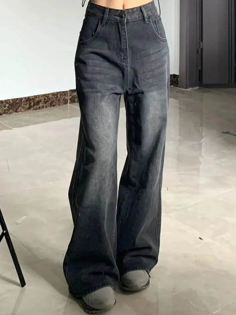 Women's High-Waist Wide Leg Jeans – Full-Length Casual Denim