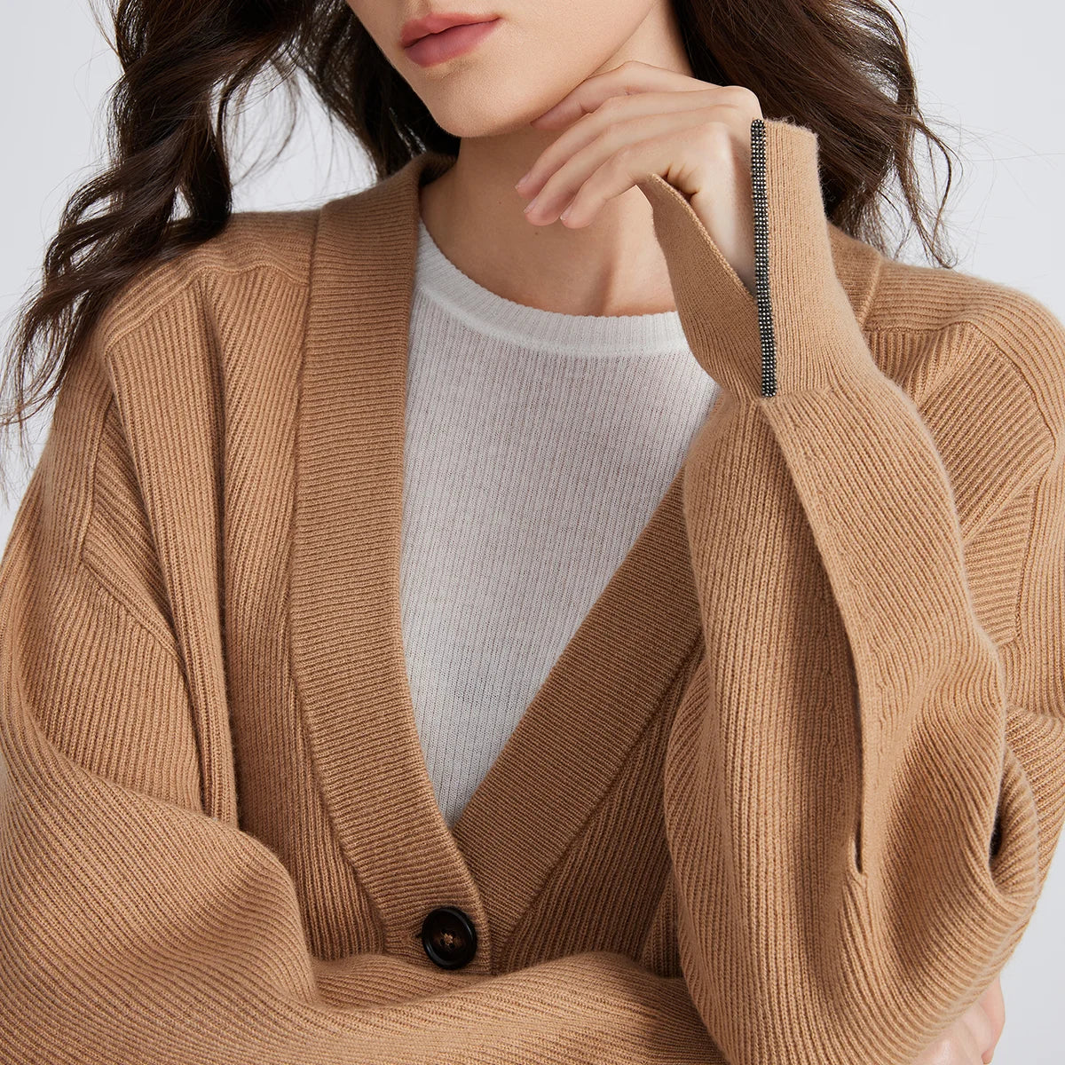 Serathinan Women’s Cashmere Wool V-Neck Cardigan – Autumn/Winter