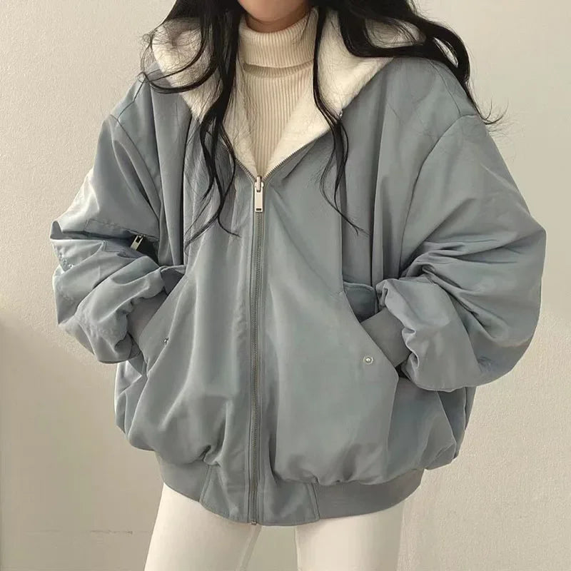 XPQBB Cozy Plush Hooded Winter Parka for Women