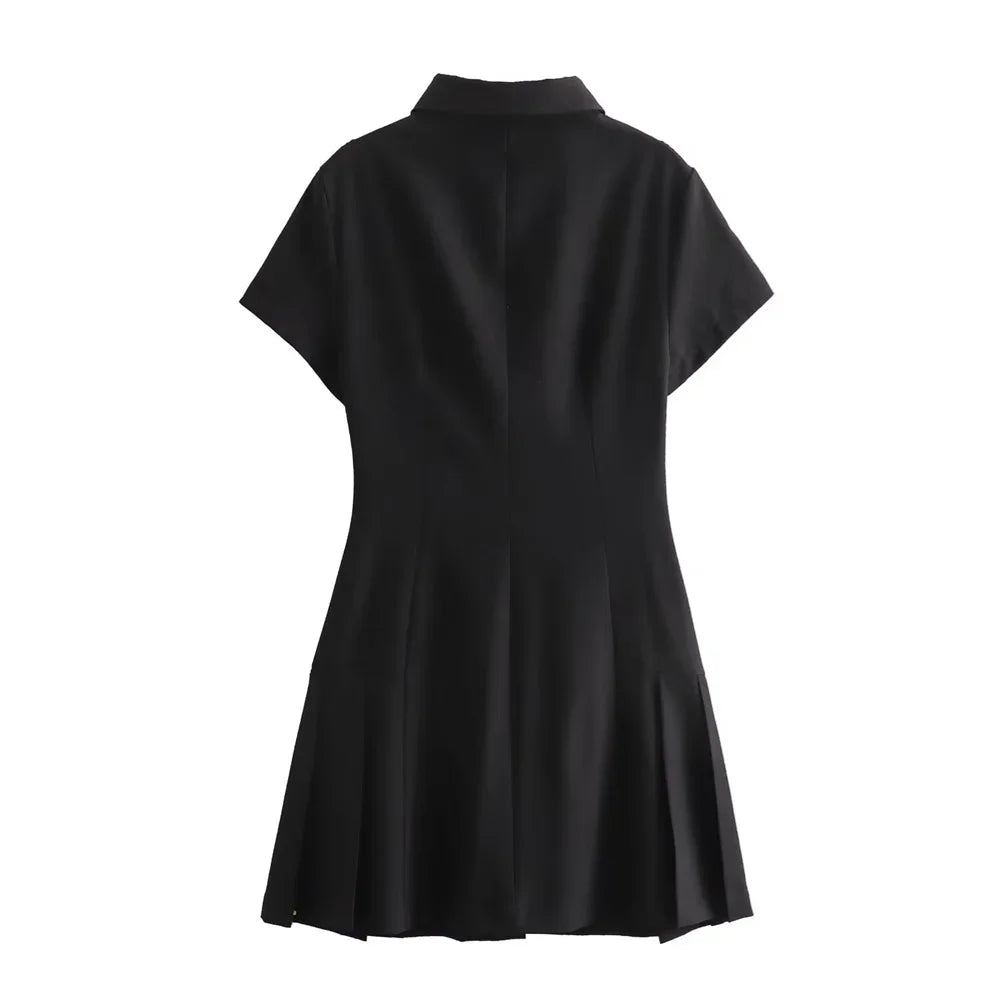MSNOLOA 2026 sunmer New Product Women's Fashion Casual Polo Collar Short sleeved Shirt Style Mini Dress