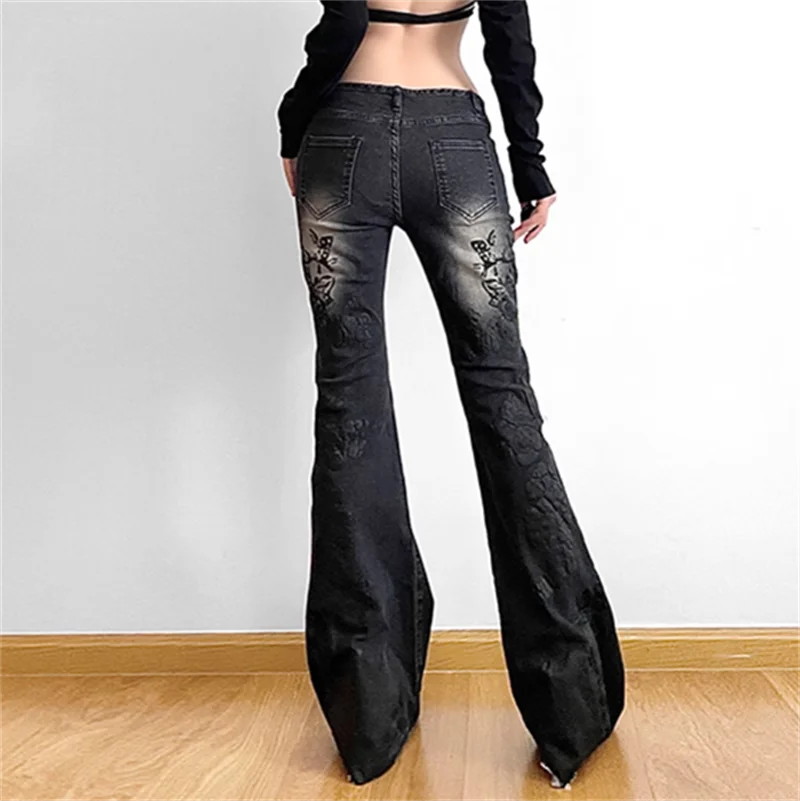 Women’s Wide Leg Cotton Denim Jeans – Mid Rise Casual Full-Length Pants