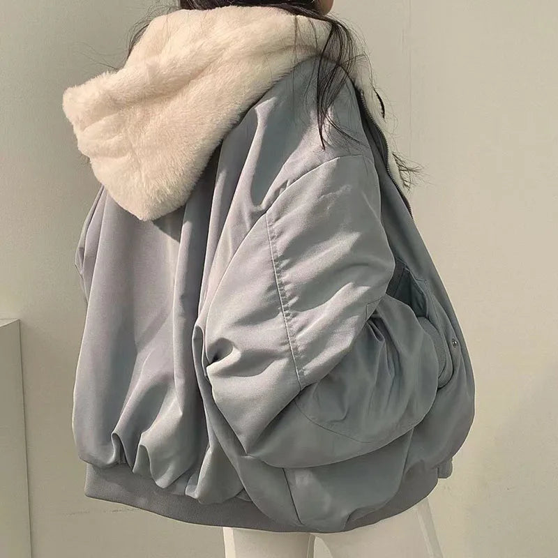 XPQBB Cozy Plush Hooded Winter Parka for Women