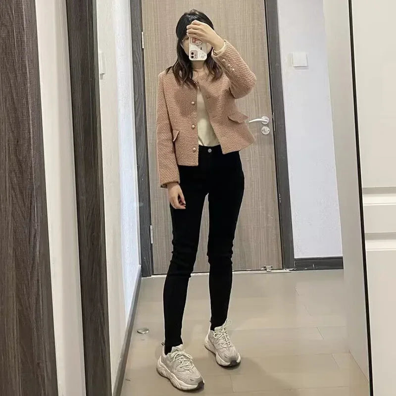 Women’s Winter Thermal Fleece Jeans – High Waist Warm Stretch Denim Pants