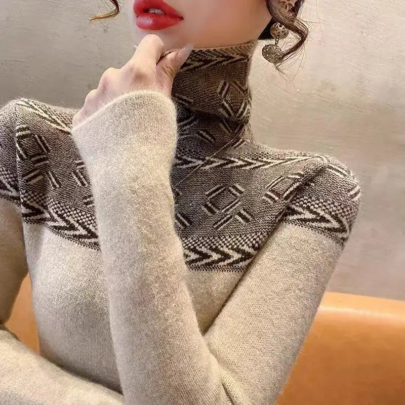 Elegance Knit Slim Turtleneck Top for Women