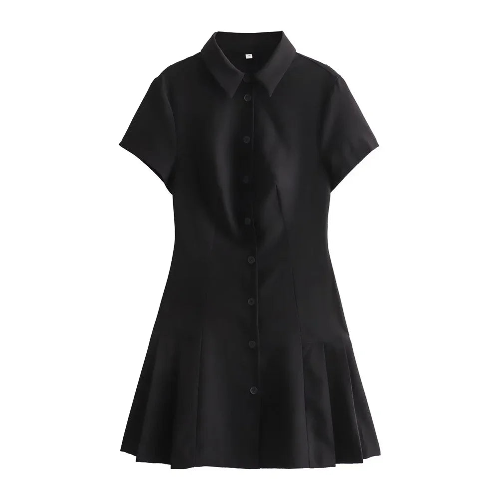 MSNOLOA 2026 sunmer New Product Women's Fashion Casual Polo Collar Short sleeved Shirt Style Mini Dress