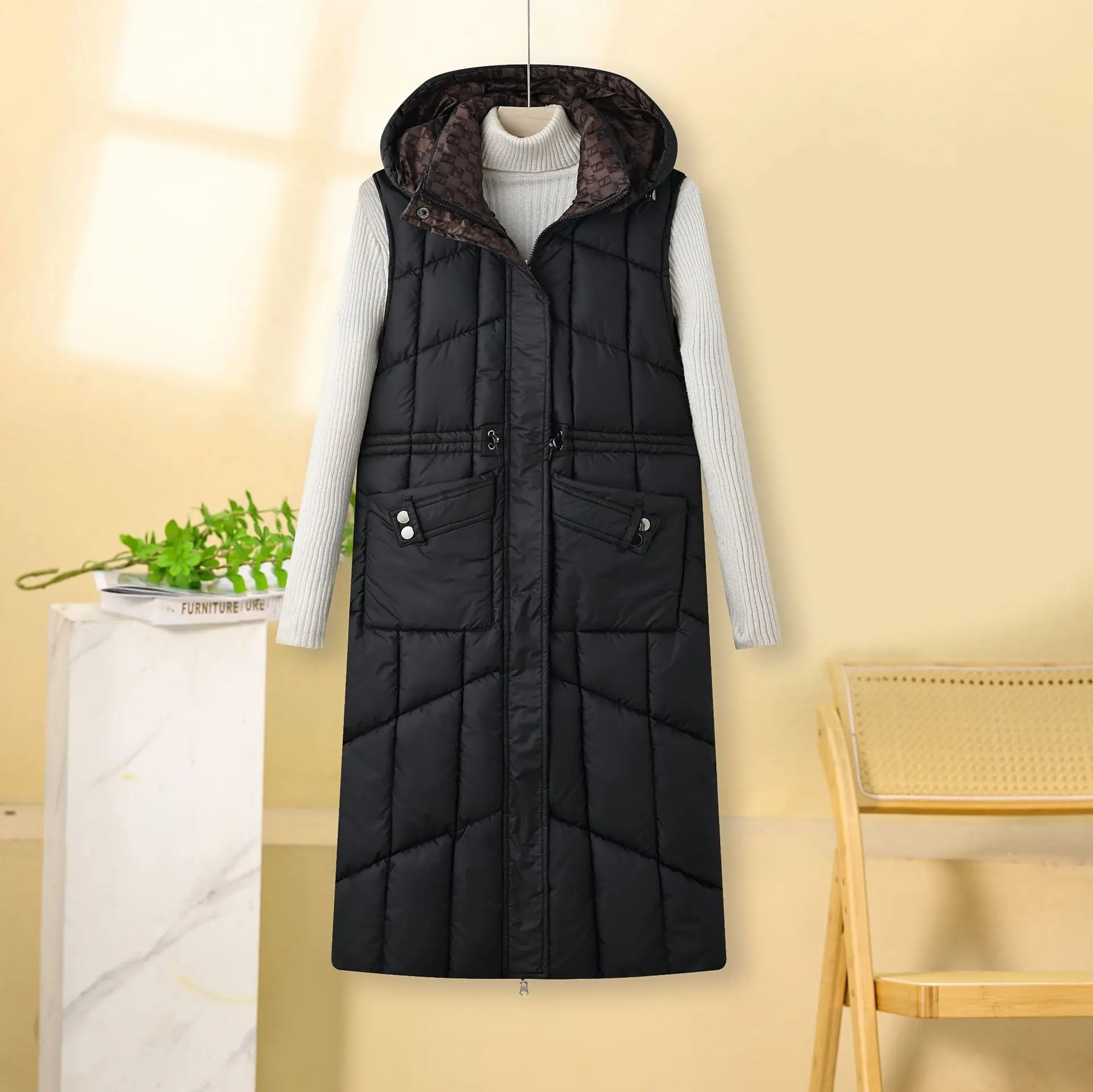 KIDCRKJ Reversible Hooded Quilted Winter Vest Jacket for Women