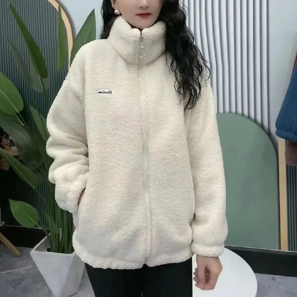 Women’s Plus Size Lamb Fur Lined Winter Jacket