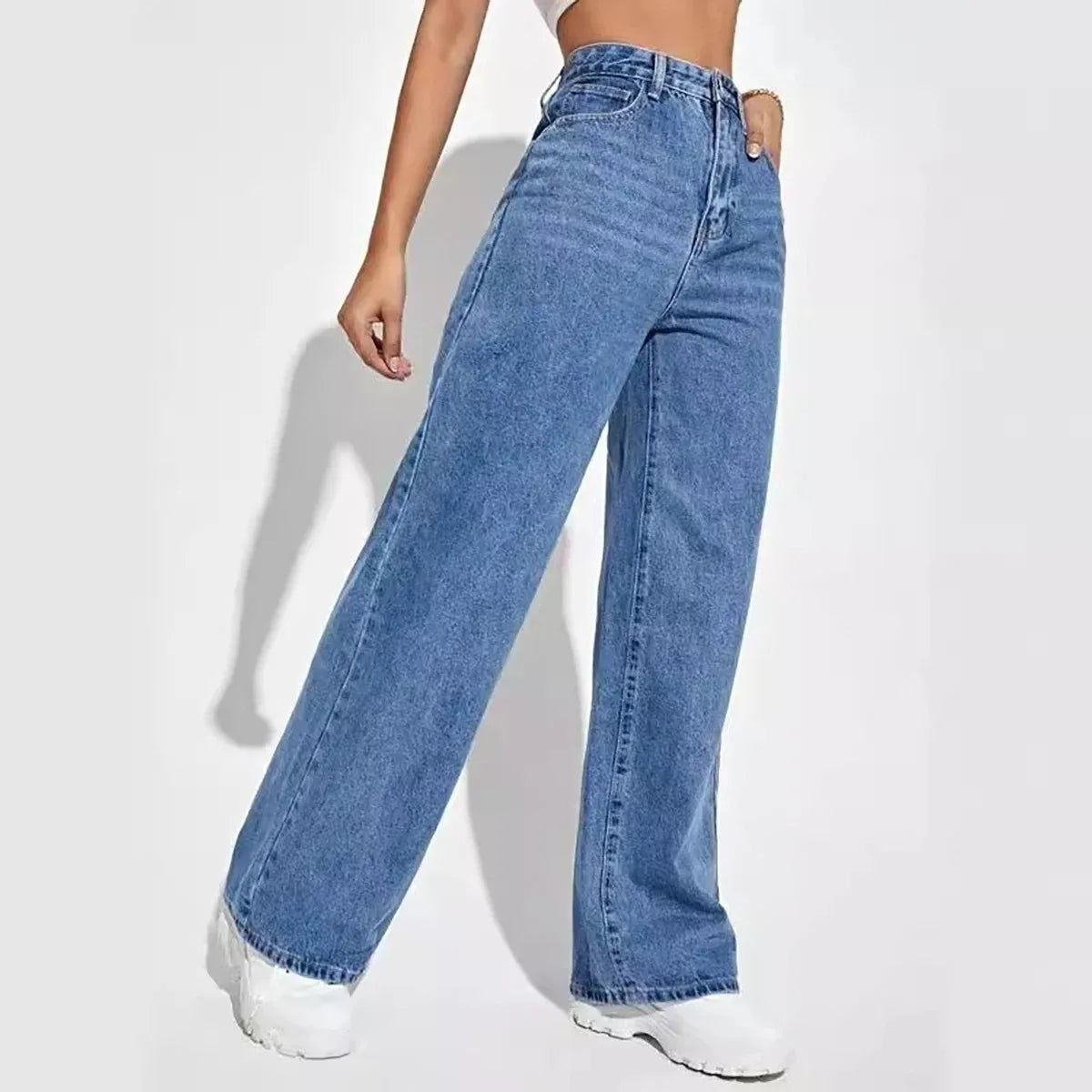 Women’s Mid-Rise Non-Stretch Flare Jeans – Casual Full-Length Denim