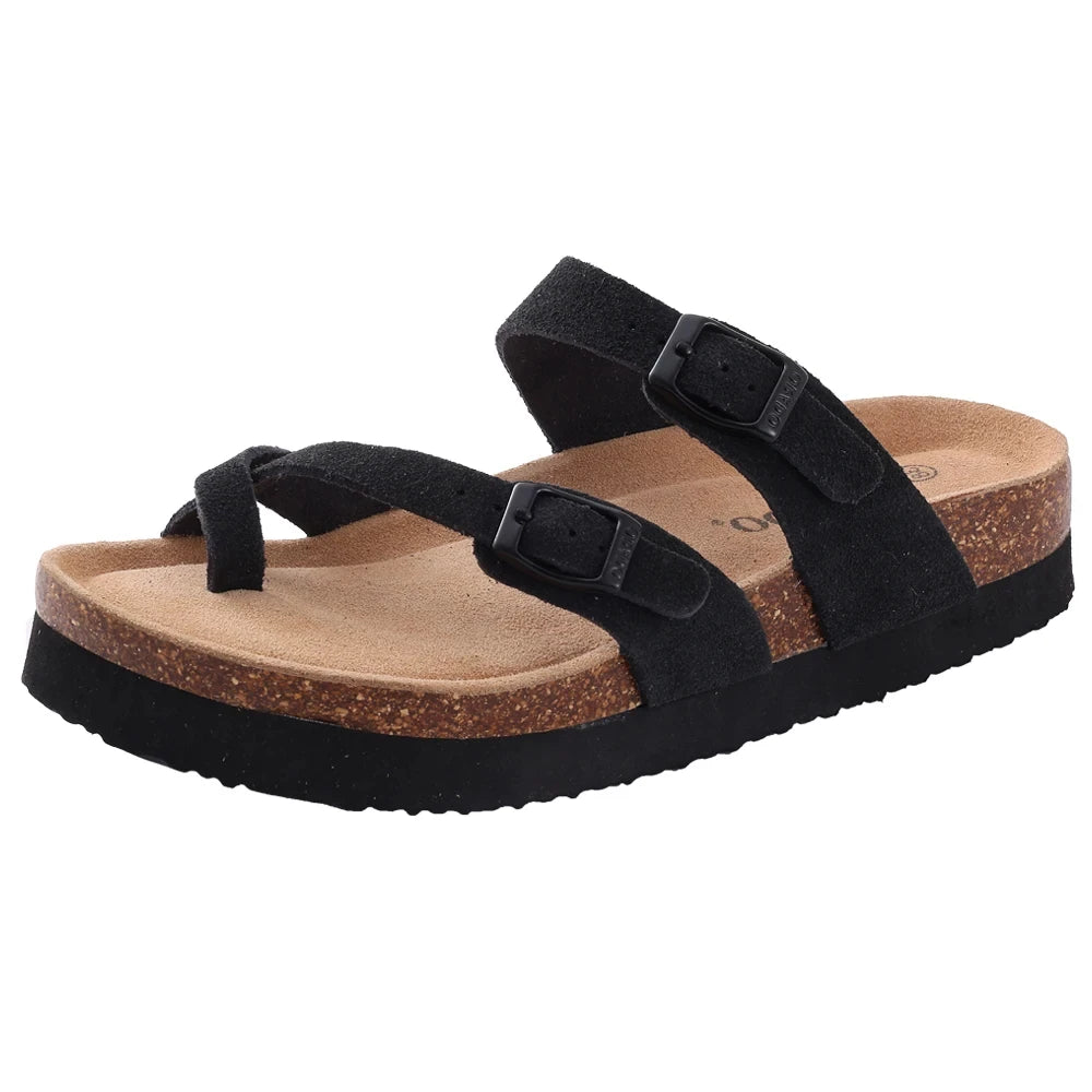 Crestar Women's Suede Clogs Leather Mules Cork Footbed Sandals Potato Shoes with Arch Support Fashion Leather Mules Shoes