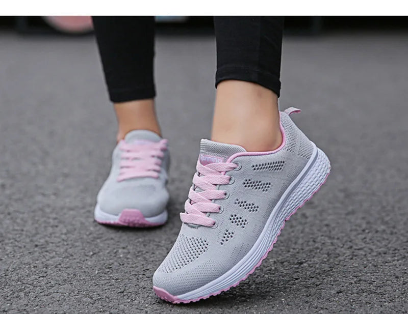 Women Casual Shoes Fashion Breathable Walking Mesh Flat Shoes Sneakers Women 2026 Gym Vulcanized Shoes White Female Footwear