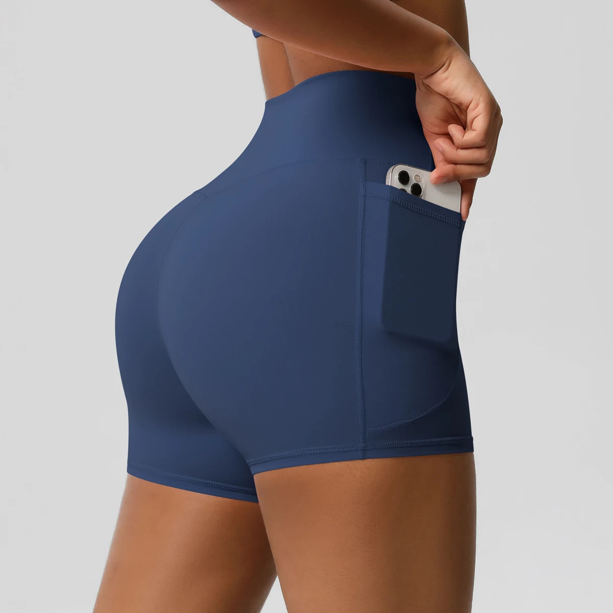 Rooftrellen High-Waist Pocketed Sports Shorts for Women – Quick-Dry Fitness Leggings