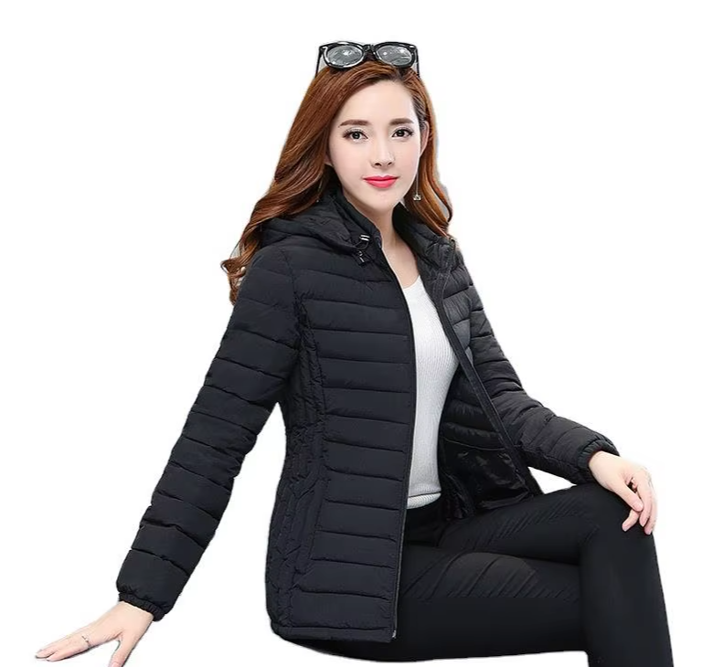GDUWNFR Elegant Slim Hooded Winter Parka for Women